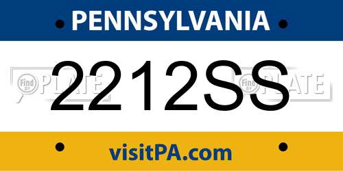 2212SS Pennsylvania License Plate