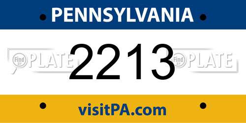 2213 Pennsylvania License Plate