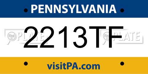 2213TF Pennsylvania License Plate