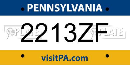 2213ZF Pennsylvania License Plate