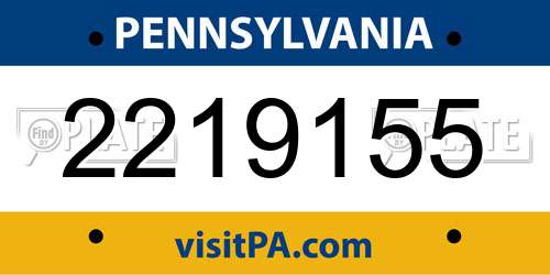2219155 Pennsylvania License Plate