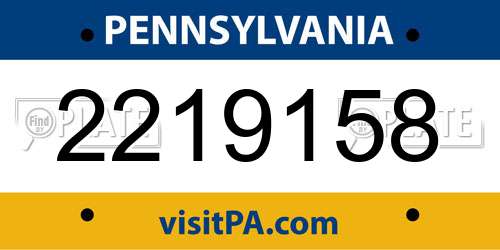 2219158 Pennsylvania License Plate
