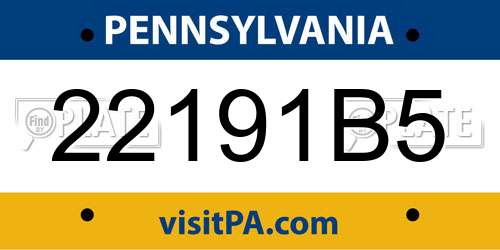 22191B5 Pennsylvania License Plate