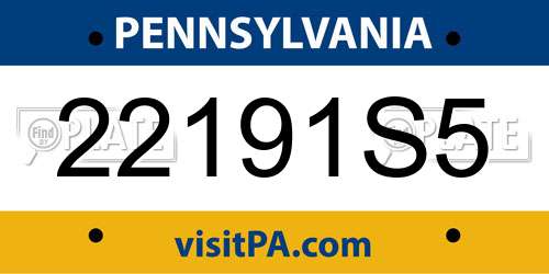 22191S5 Pennsylvania License Plate