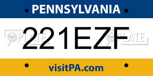 221EZF Pennsylvania License Plate