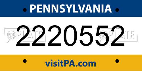 2220552 Pennsylvania License Plate