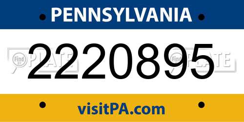 2220895 Pennsylvania License Plate