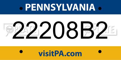 22208B2 Pennsylvania License Plate