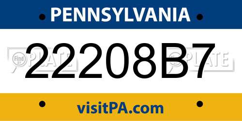 22208B7 Pennsylvania License Plate