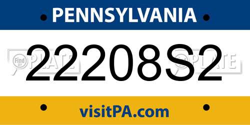 22208S2 Pennsylvania License Plate