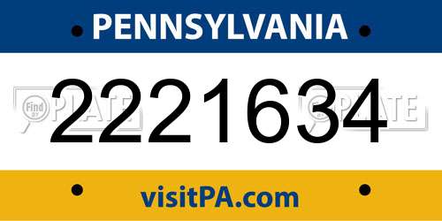 2221634 Pennsylvania License Plate