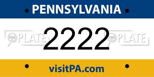 2222 Pennsylvania License Plate