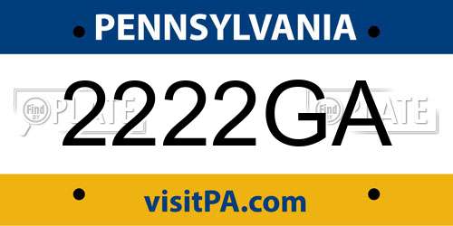 2222GA Pennsylvania License Plate