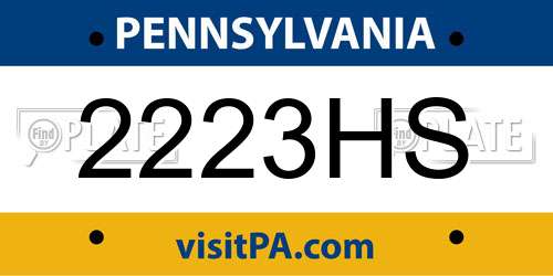 2223HS Pennsylvania License Plate
