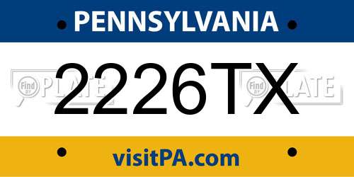 2226TX Pennsylvania License Plate