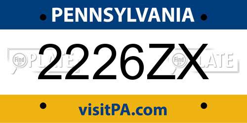 2226ZX Pennsylvania License Plate