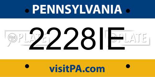 2228IE Pennsylvania License Plate