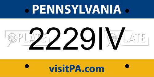 2229IV Pennsylvania License Plate