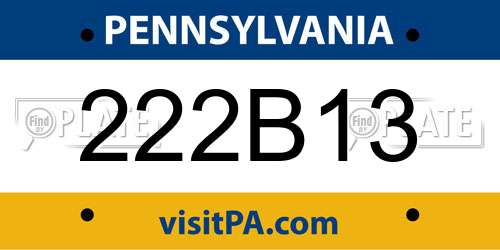222B13 Pennsylvania License Plate