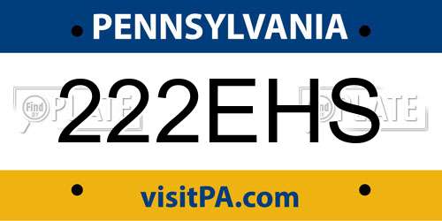 222EHS Pennsylvania License Plate