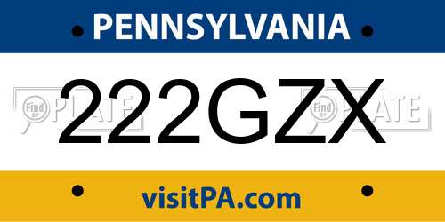 222GZX Pennsylvania License Plate