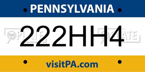 222HH4 Pennsylvania License Plate
