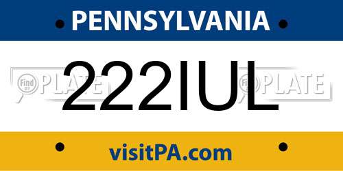 222IUL Pennsylvania License Plate