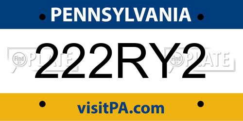 222RY2 Pennsylvania License Plate
