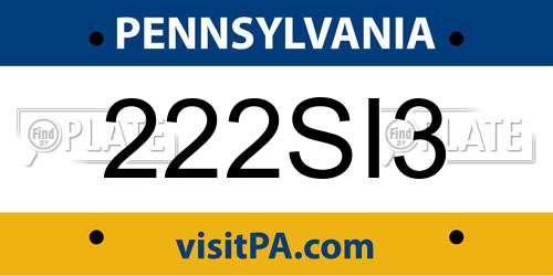 222SI3 Pennsylvania License Plate