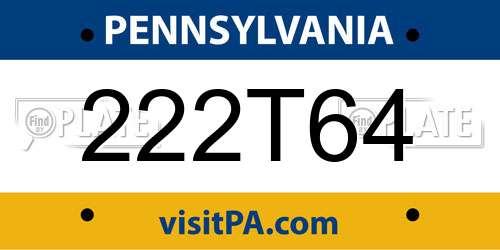222T64 Pennsylvania License Plate