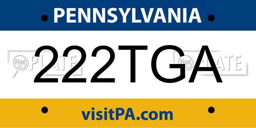222TGA Pennsylvania License Plate