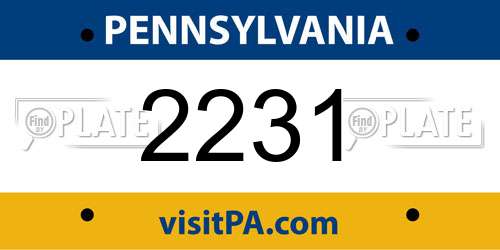 2231 Pennsylvania License Plate