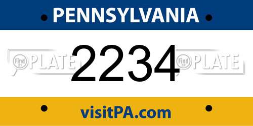 2234 Pennsylvania License Plate