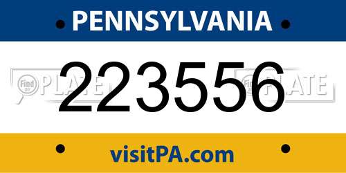 223556 Pennsylvania License Plate
