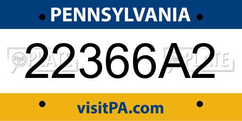 22366A2 Pennsylvania License Plate