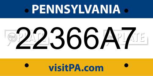 22366A7 Pennsylvania License Plate