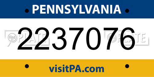 2237076 Pennsylvania License Plate