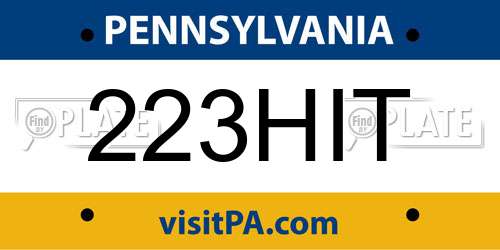 223HIT Pennsylvania License Plate