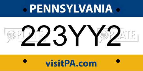 223YY2 Pennsylvania License Plate