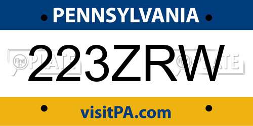 223ZRW Pennsylvania License Plate