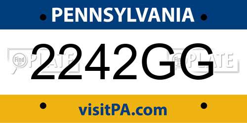 2242GG Pennsylvania License Plate