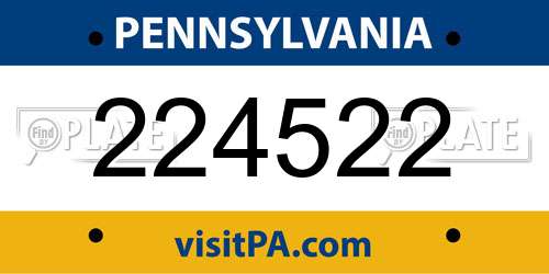 224522 Pennsylvania License Plate