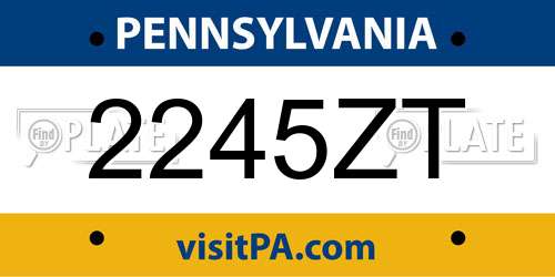 2245ZT Pennsylvania License Plate