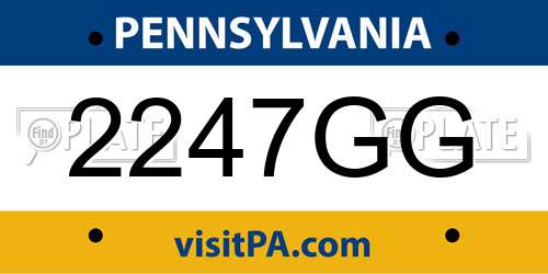 2247GG Pennsylvania License Plate