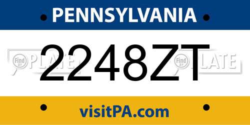 2248ZT Pennsylvania License Plate