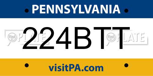 224BTT Pennsylvania License Plate