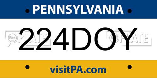 224DOY Pennsylvania License Plate