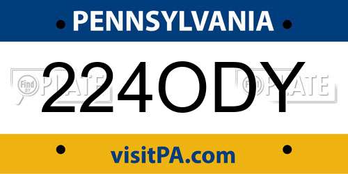 224ODY Pennsylvania License Plate