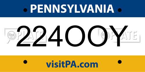 224OOY Pennsylvania License Plate