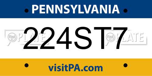 224ST7 Pennsylvania License Plate